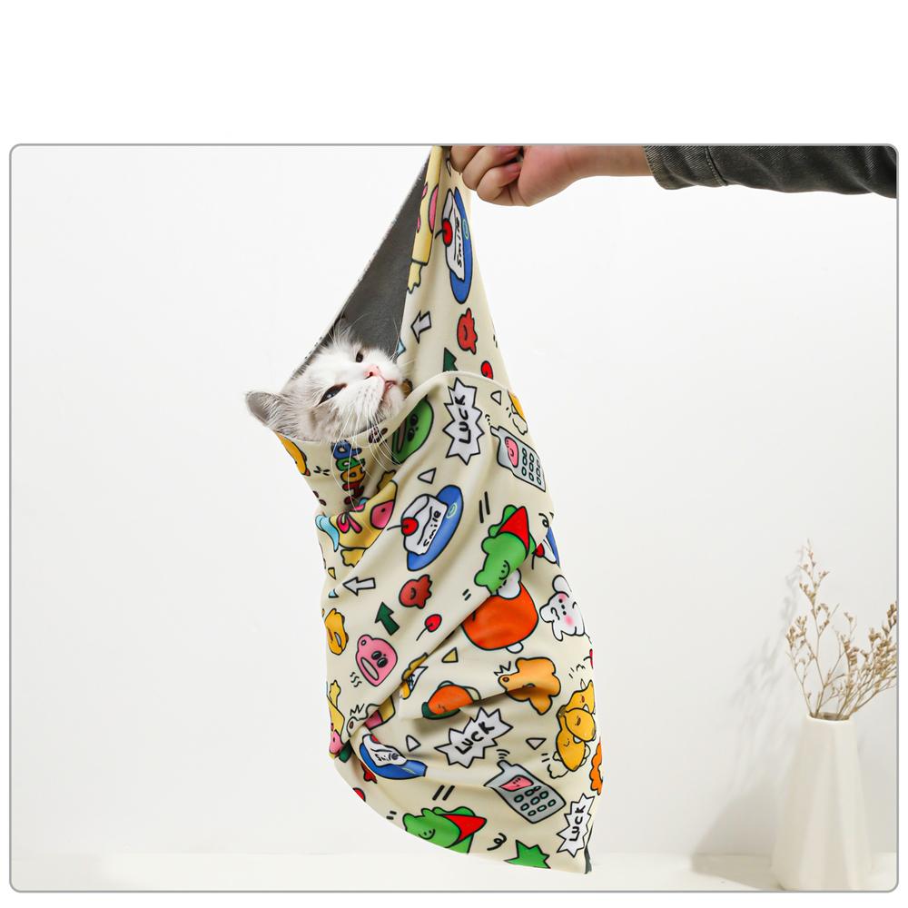 Pet Grooming Fixed Cloth Pet Wrap Cat Wrap Nail Clippers Injections Self-adhesive Anti Bite Scratch Anti Escape Restraint Bag