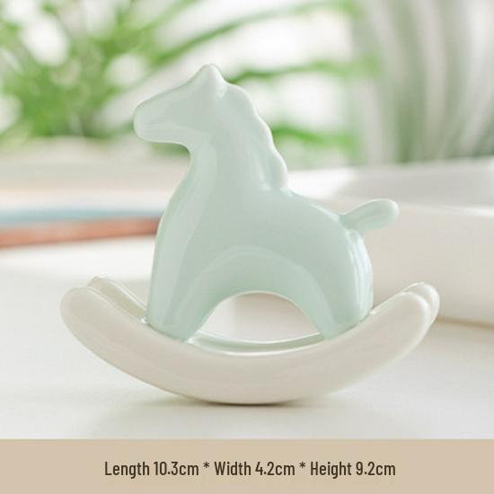 Ceramic Green Wobbly Horse Tea Pet Ornament for Home Decor
