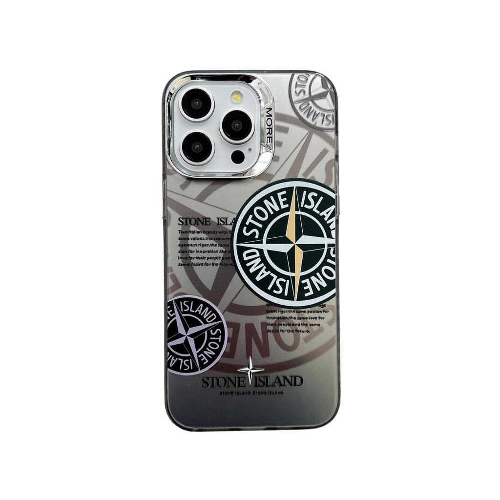 Stone Island Streetwear Elektrogalvanizovaný stříbrný kryt pro iPhone 15 Pro Max