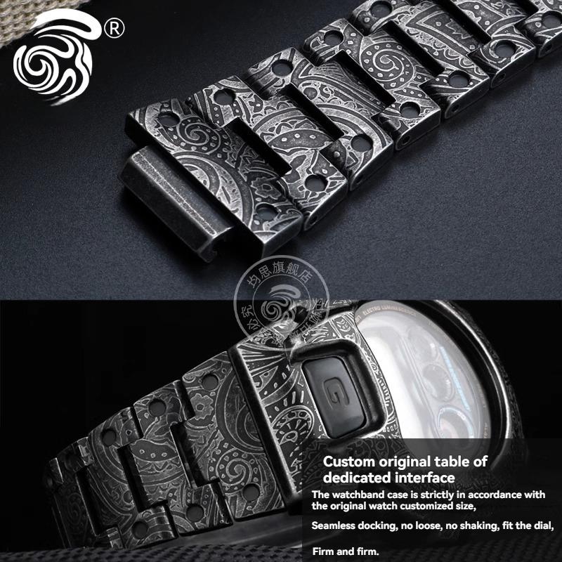 For Casio G-SHOCK Modified Metal Case Strap DW-6600 DW-6900 DW-6903 DW6900 Stainless Steel Retro Carved Watch Bezel Watchband