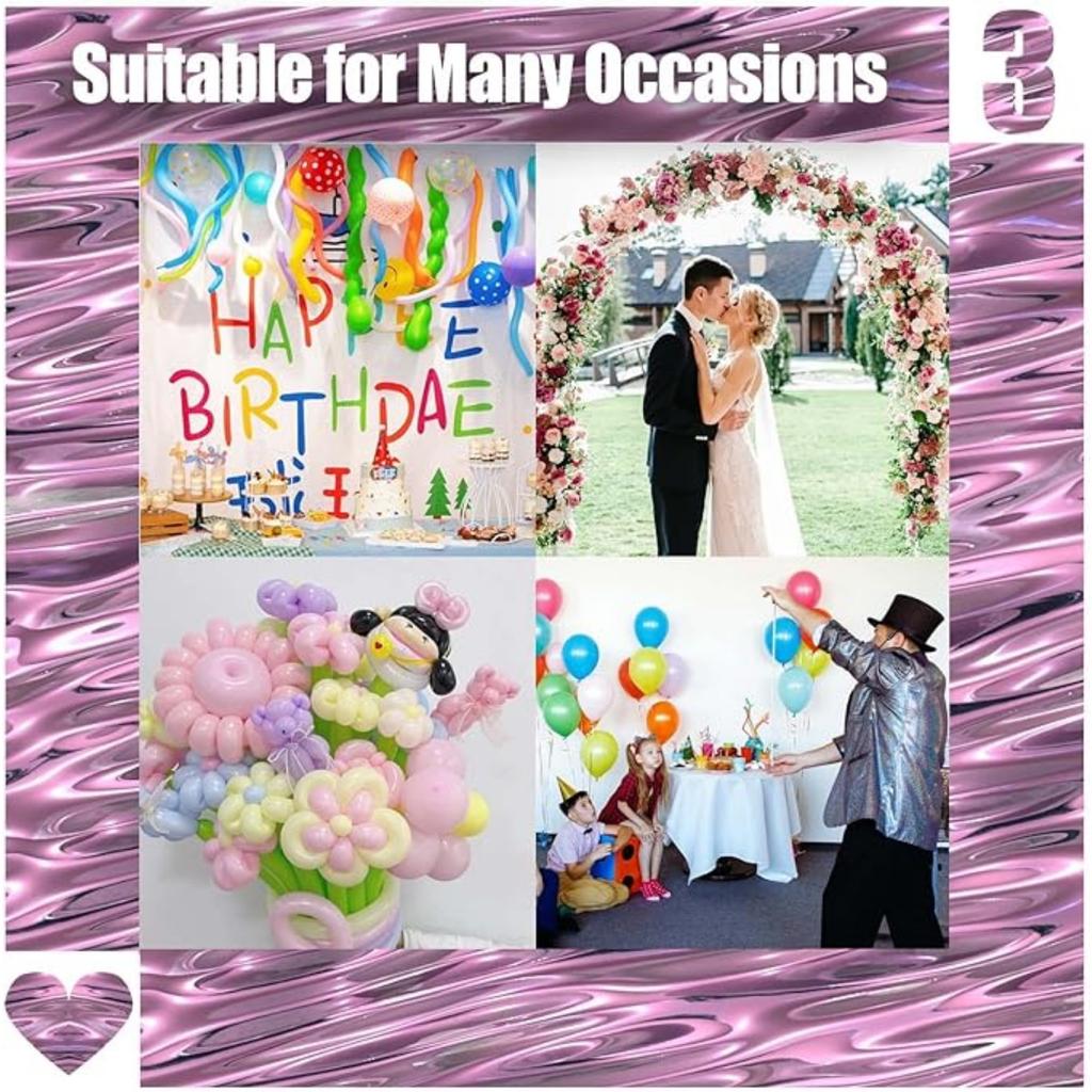 100 Pcs Long Twisting Balloons DIY 260 Latex for Birthday Wedding Decor, Party Decoration, Ties (Macaron)