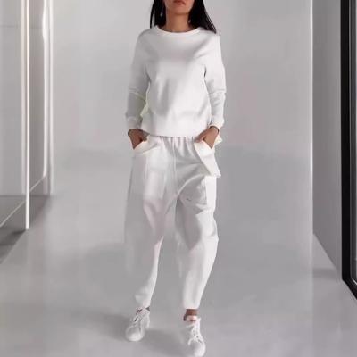 Ανοιξιάτικη και Φθινοπωρινή γυναικεία μακρυμάνικη κορυφαία γραβάτα με πολλές τσέπες σπορ μονόχρωμη κοστούμι παντελόνι