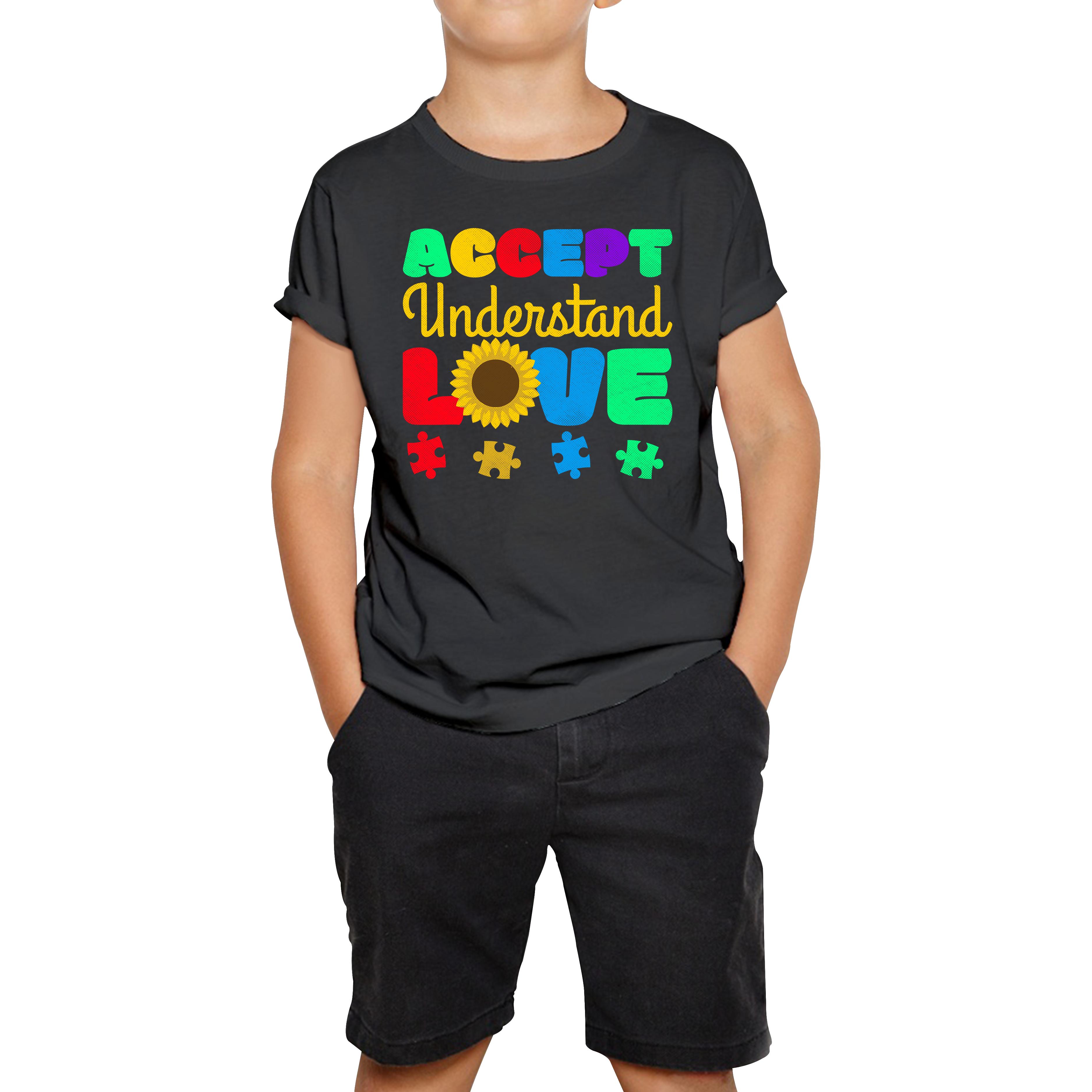 Accept Understand Love Autism Awareness Kids T Shirt 120
