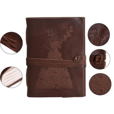 Leather Diary - Princess with Heart Embossed Diary Vintage Artist Sketchbook, Scrapbook, Drawing & Writing Diary