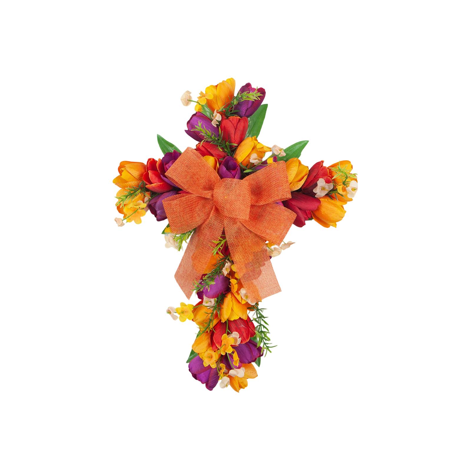 

45cm Cross, Easter Front Door Bow, Artificial Flower Decoration For Doors And Walls.