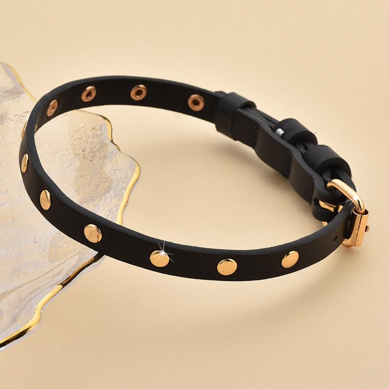 Chocker Goth Collar Maijia Black Rivet Bracelet Dual Purpose Ring Gold And Silver Punk Collarbone Ring
