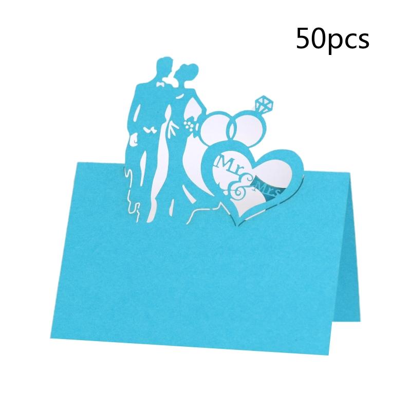50 Pcs/set Cards MR MRS Style Wedding La-ser Cut Decor Table Cards Place Setting Name Card for Wedding Engagement Party