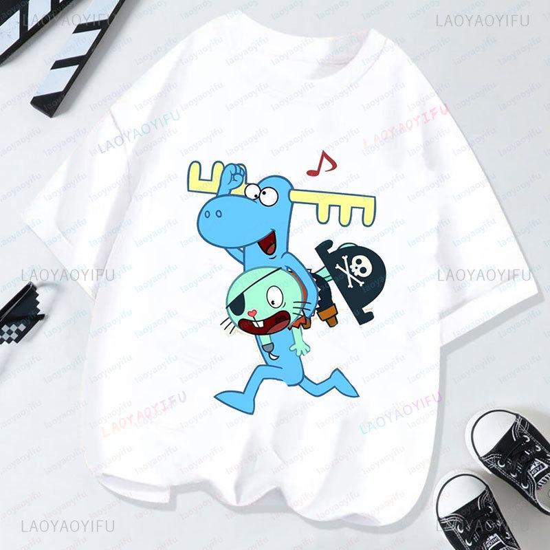 T-shirt Cartoon Happy Tree Friends Anni '80 '90 Vintage Grafica Manica Corta Per Coppia Singolo Articolo Unisex Unisex Abbigliamento Taglie Forti