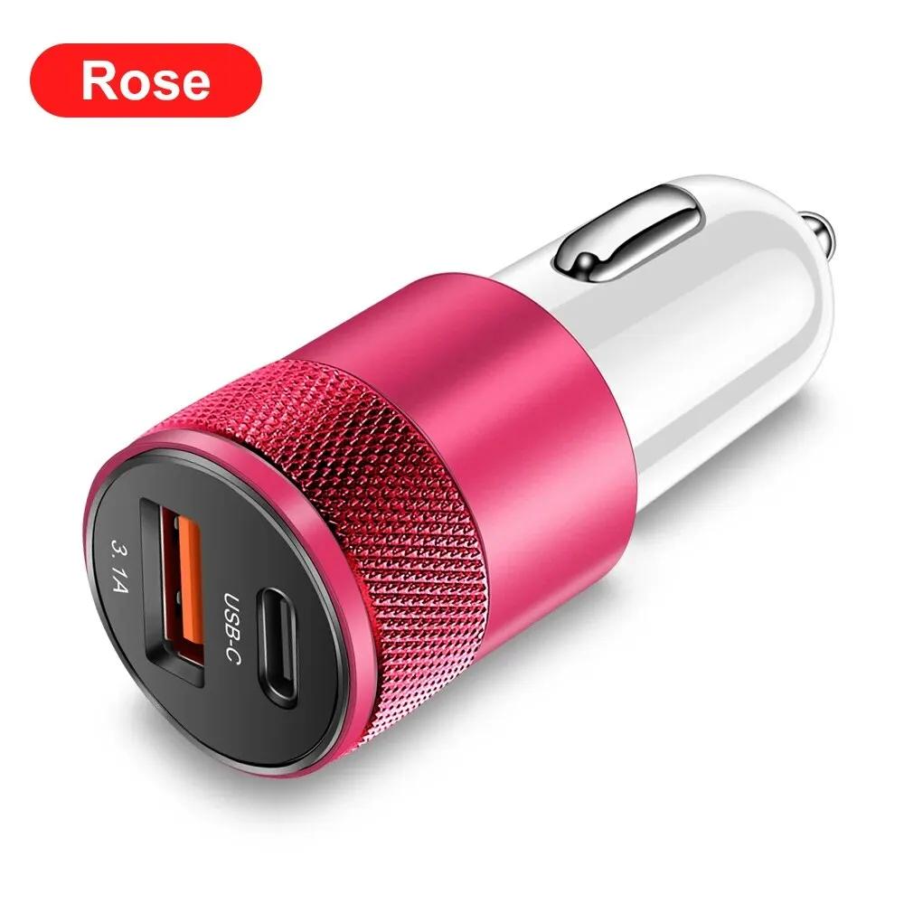3.1A USB Car Charger Type C Fast Charging Phone Adapter For iPhone Xiaomi Huawei Phone Charger Adapter Socket Cigarette Lighter