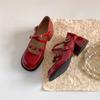 Red French round head light mouth thick high heel single shoes women's summer 2025 new skirt versatile height-increasing Mary Jane shoes