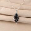 Black Tourmaline Gemstone 925 Sterling Silver Partywear Pendant 1.5" For Girls PP-70-33