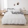 3/4Pcs Bedding Set, Line Block Print Duvet Cover with Sheet Pillowcases Comforter Quilt Cover Single Double Bed