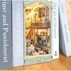 Moin Moin Dollhouse Miniature DIY Kit Book-Shaped Paper Craft Bookend with LED Light Country Scene Flowers Cat