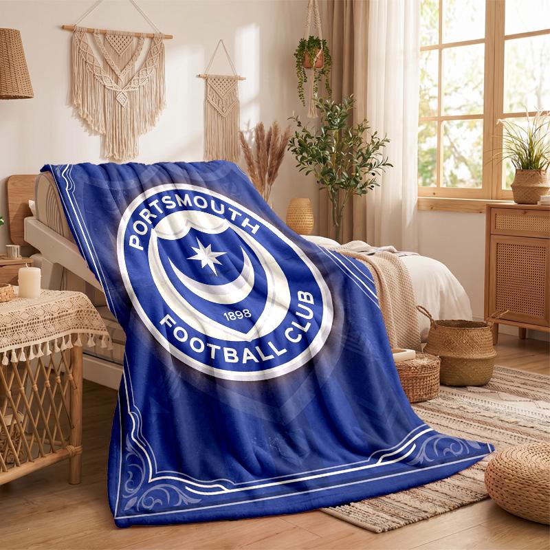Coperta in Pile a Tema Portsmouth FC Morbida e Accogliente Coperta di Peluche per Camera da Letto Divano Viaggio