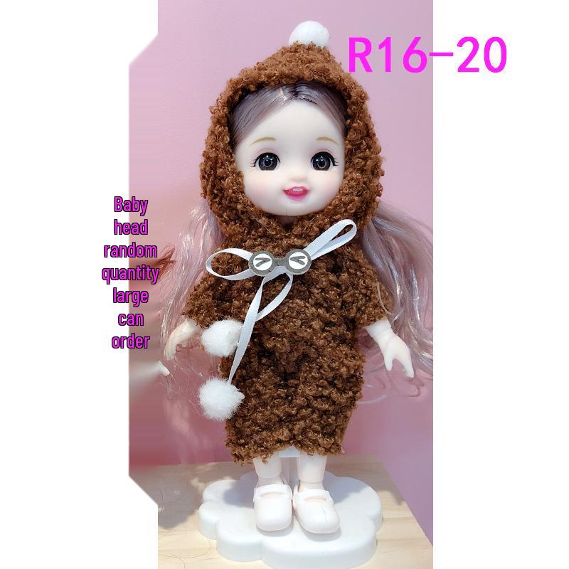 16cm 8-Point BJD Princess Doll with Denim Wedding Dress & Accessories - 6" Dress-Up OB11 Clothes, Tops, and Shorts