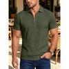 Summer Men's Textured Jacquard Half Zipper Lapel Polo Shirt Breathable Loose American Casual Short Sleeves
