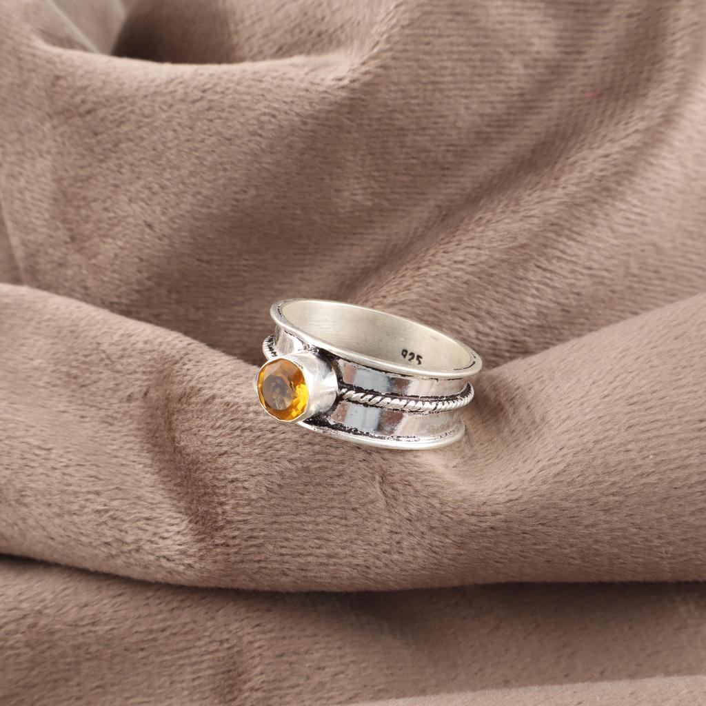 Citrine Gemstone Ring, Handmade Silver Jewelry, 925 Sterling Silver Dainty Ring, Women's Jewelry Gift For Her