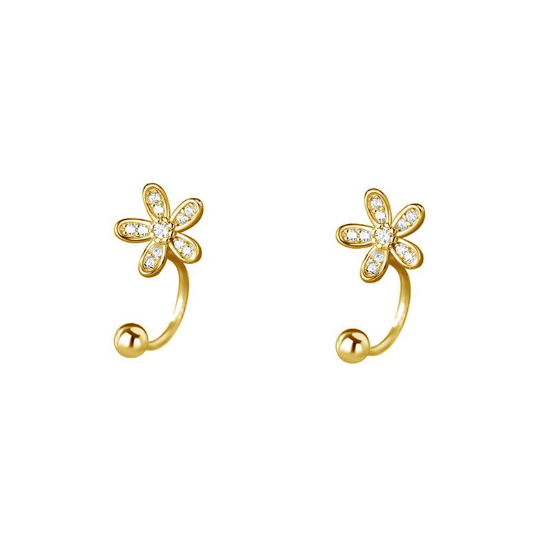 PONYKISS  Sterling Silver Zircon Flower Stud Earrings for Women Cute Fine  Plant Accessories Piercing Screw Ball