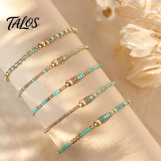 Lightweight Daily Wear Jewelry 5Pcs Beaded Bracelet Stack for Women Teenage Girls, Tiny Gift Ideas Best Friends Beads Bracelets, Elastic Stretch Boho