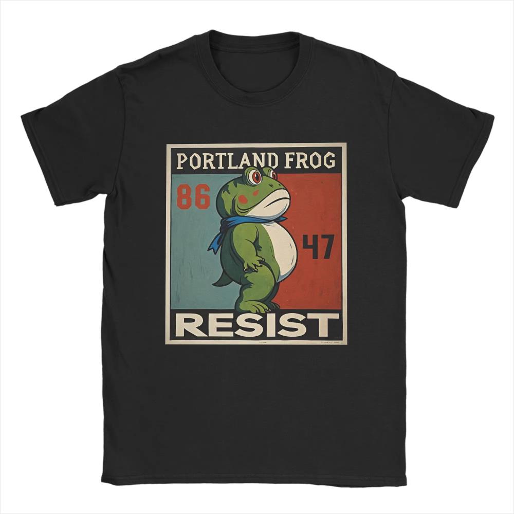 Men Women TShirts Resist Frogs Portland Frog Stand Strong No Kings in America Since 1776 Cotton Tee Shirt Short Sleeve T Shirts S