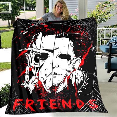 Manta de Casa Huanted con personajes de películas de terror de Halloween, mantas para camas, manta súper suave y cálida, manta de franela