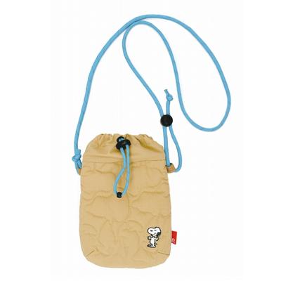 8405 Snoopy Quilted Mini Bag with Shoulder IP BR Quilt Peanuts [Routeto] Die-cut (02 Beige)