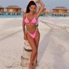 Dames Sexy Effen Kleur Strass Split Tweedelig Driehoek Bikini Zwempak