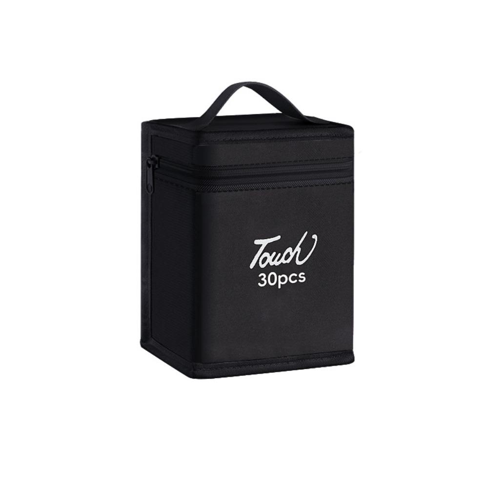 Black Color Marker Pens Storage Bag Massive Storage Zippered Closure Art Markers Organizer Handbag Style Functional Storage