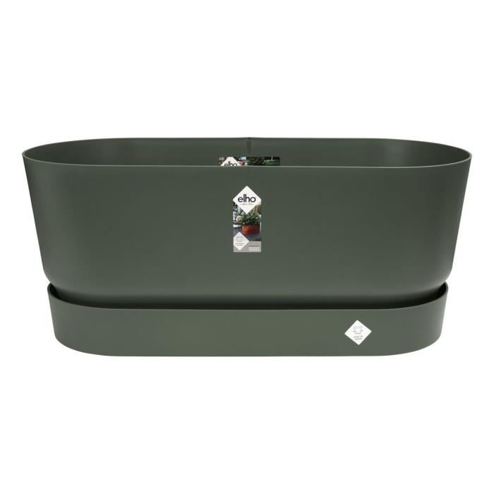 ELHO Pflanzkasten mit Rädern Greenville Terrasse 80 - L 35 x B 78 x H 33,5 cm - Blattgrün