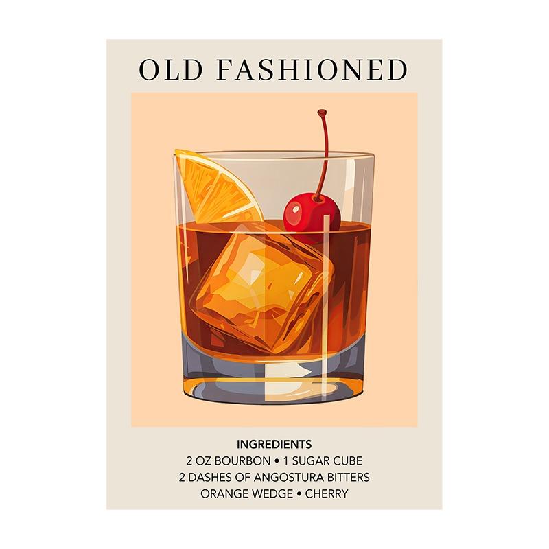 Cocktail Art Decor Poster Watercolor Retro Drink Print Minimalist Elegant Sophisticated Wall Art Picture for Home Decoration