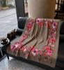 oversized beige flower travel sunscreen sunshade cotton and linen scarf women's silk scarf 111cm large square scarf shawl dual-purpose