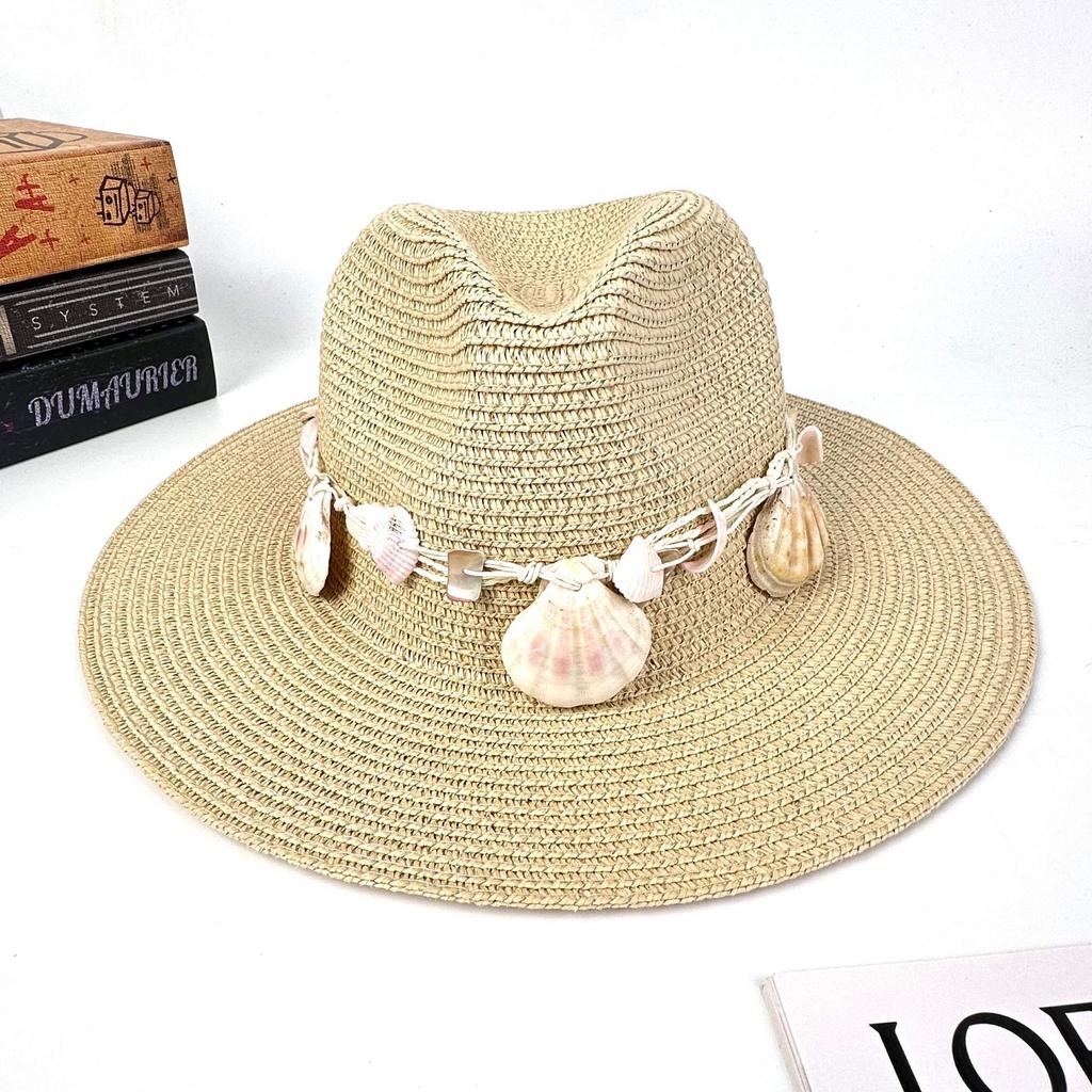 European And American French Straw Chain Sunshade Sun Protection Straw Hat Beach Vacation Sun Hat Men And Women Couple Top Hat