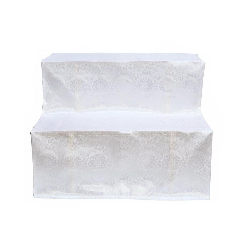 Two-tiered Altar with White Cloth Cover for Memorial Services, Buddhist Ceremonies, Etc. (KTJP-BUTAO-2D70)