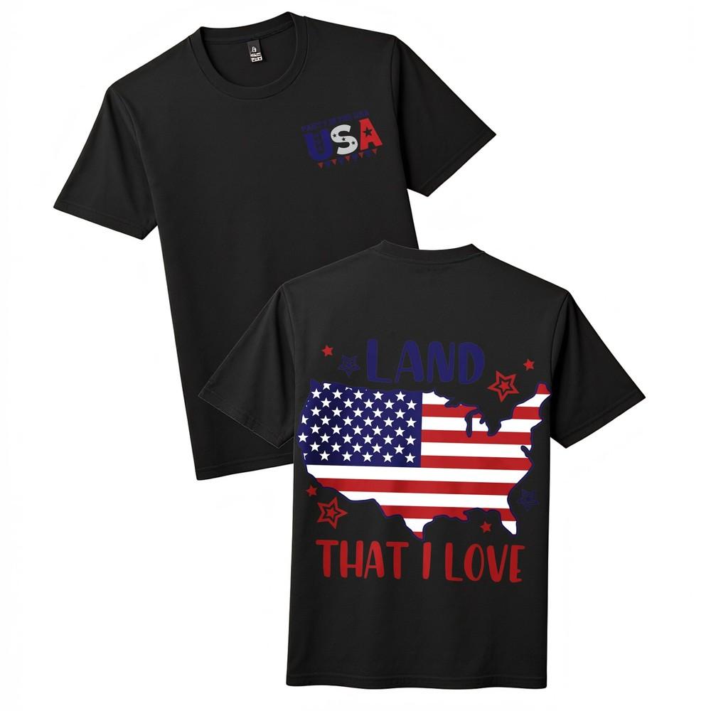 

2-Sided USA Mapand Flag T-Shirt|Trendy Tee for American Festivalsand Daily Casual Wear 4XL