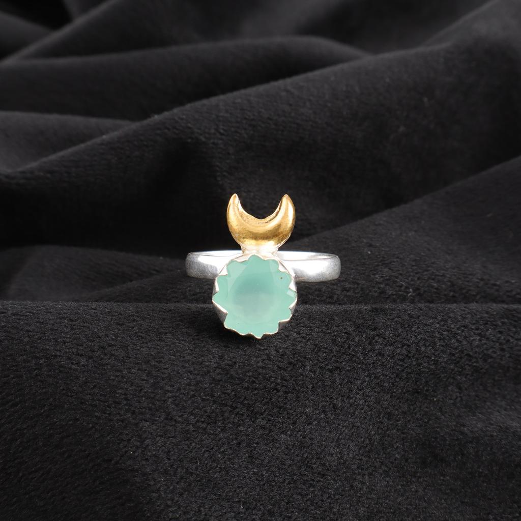 Aqua Chalcedony Ring, 925 Solid Sterling Silver Jewelry, Gemstone Ring, Gift For Her Handmade Dainty Jewelry For Wedding Gift