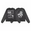 Unisex Oversized Hoodie With Distressed Washed Print Streetwear Cotton Sweatshirt Fall