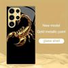 Golden Scorpion Pattern Plated Glass Phone Case Suitable for Samsung Galaxy S26 S25 S24 S22 S21 S20 FE/Ultra/Plus Anti Drop
