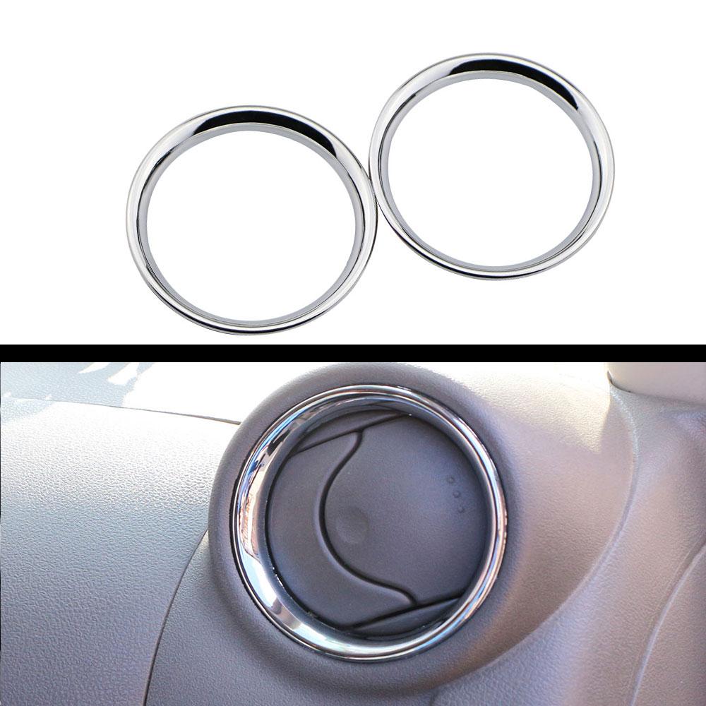 2/4pcs For Nissan Micra March K13 Versa Sunny Almera Latio 2011-2017 AC Air Vent Ring Cover Trim ABS Chrome Car Styling Frame