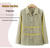 Mom's Spring Plaid Cotton Shirt - Stylish Long-Sleeved Top for Middle-Aged & Elderly Women