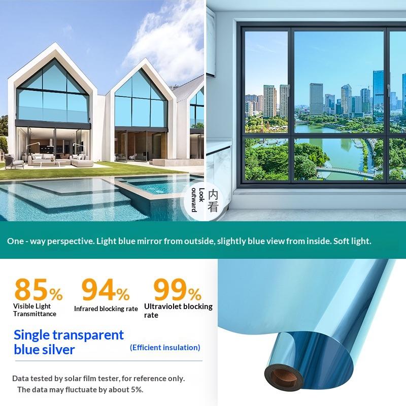 One Way Privacy Window Film, Heat Control Window Tint for Home, Sun Blocking Reflective Window Film Static Cling for Window (as the picture,60cmx1m)