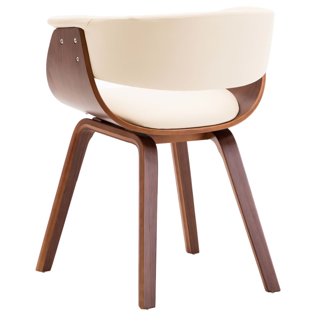 Dining Chairs Set of 4 Cream Colored Bentwood Frame with Faux Leather Upholstery