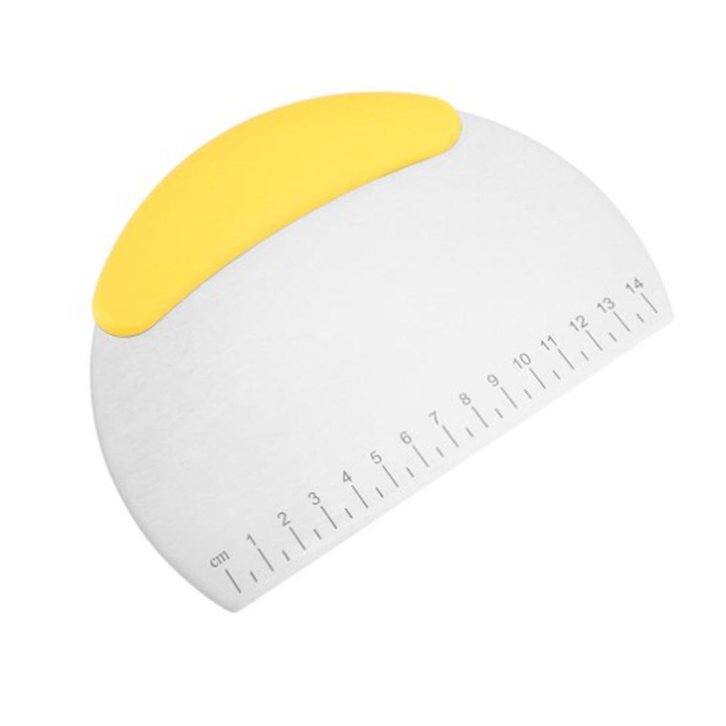 Dough Pastry Scraper with Measuring Scale Stainless Steel Dough Scraper Cutter Rubber Plastic Handle Kitchen Baking