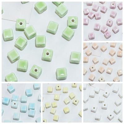 Acessórios de Contas Soltas Quadradas Grandes de 10 Mm Cerâmica Colar Pulseira Material para Contas Artesanal Criativo DIY