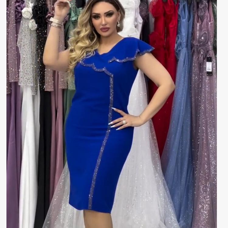 

Женское вечернее платье бодикон на одно плечо с бретелями-спагетти размера плюс 5XL синий