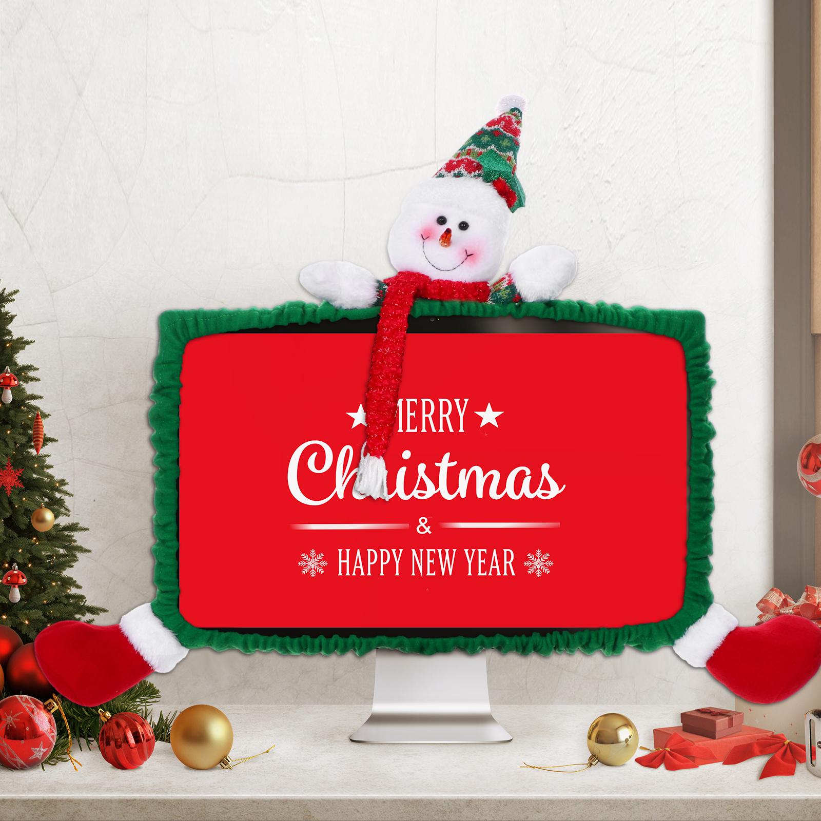 

2 Pack Christmas Computer Monitor Cover Elastic Xmas Decorations Reindeer Computer Monitor Border Cover Elastic Laptop Computer