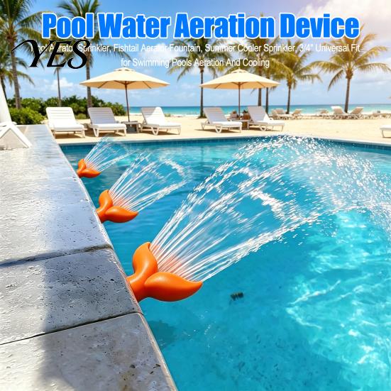 Potenziatore di Flusso d'Acqua Irrigatore per Piscina Aeratore Irrigatore, Fontana a Coda di Pesce, Raffrescatore Estivo 3/4 di Pollice 3/4" Adattamento Universale per Piscine Aerazione
