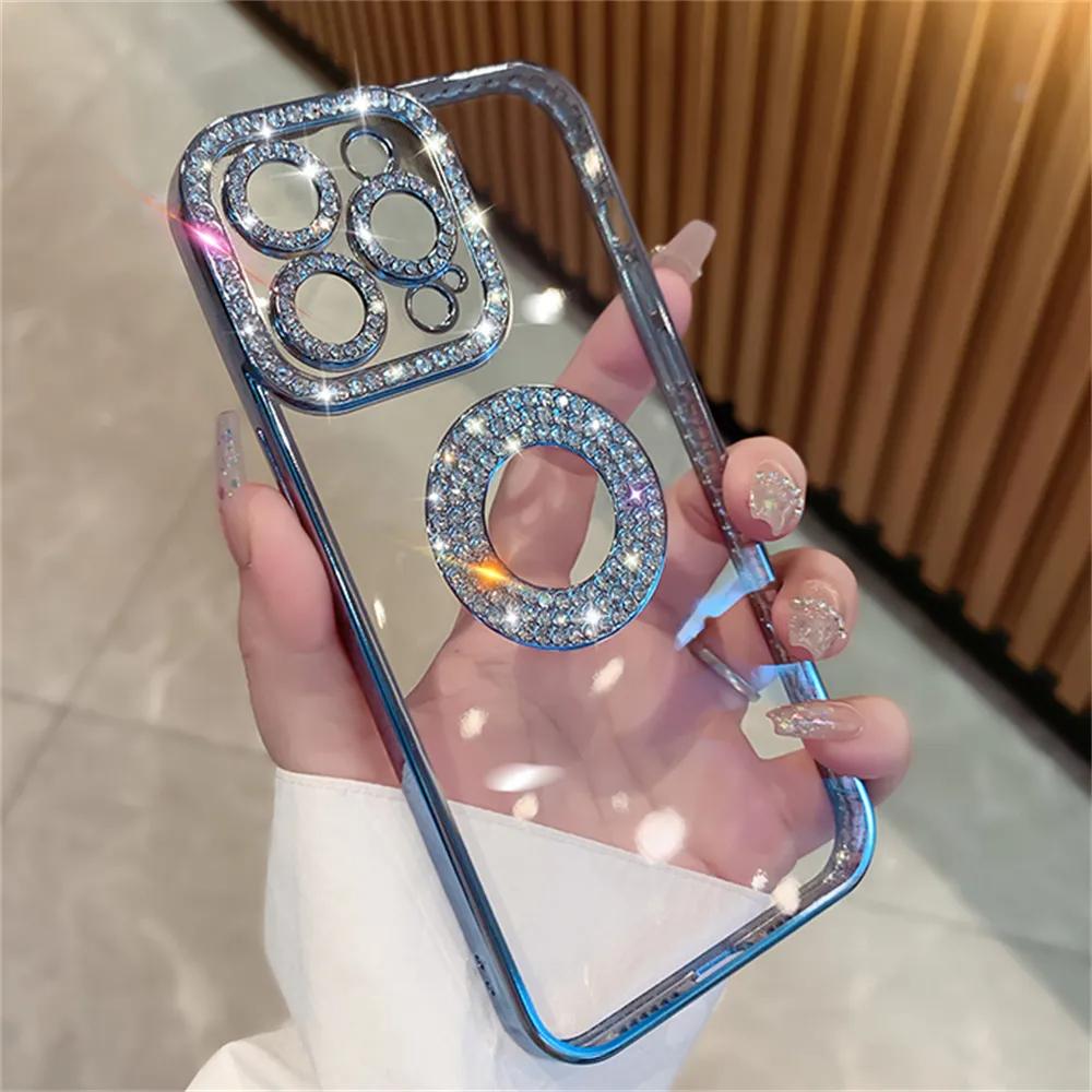 Luxury Diamond Glitter Woman Case For iPhone 15 14 12 11 13 Pro Max Plus Clear Cute Back Cover For 14 15 Plus Phone Accessories