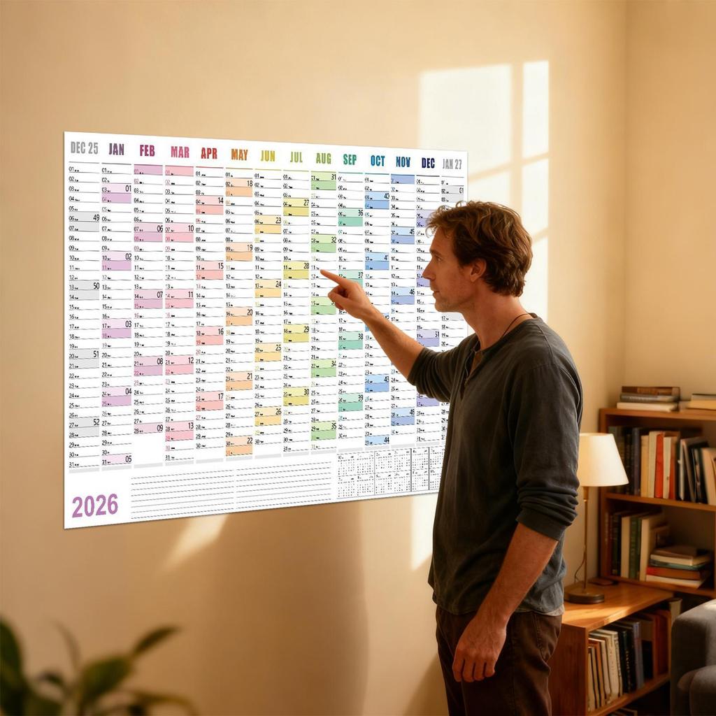 2026 Plan Wall Calendar 74X52.5X0.5cm Large Offices Supplies Monthly Wall Calendar For Mental Study School Task Home Cleaning