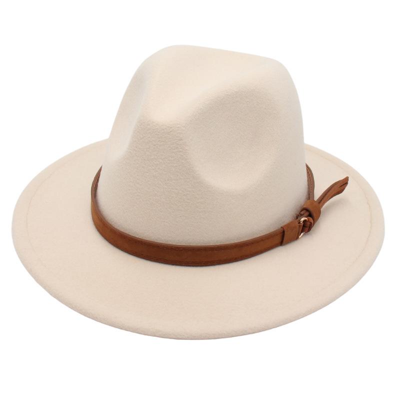 Gentleman'S Top Hat Vintage Jazz Hat Men'S And Women'S Elegant Felt Hat Belt Buckle Tweed Hat Light Luxury