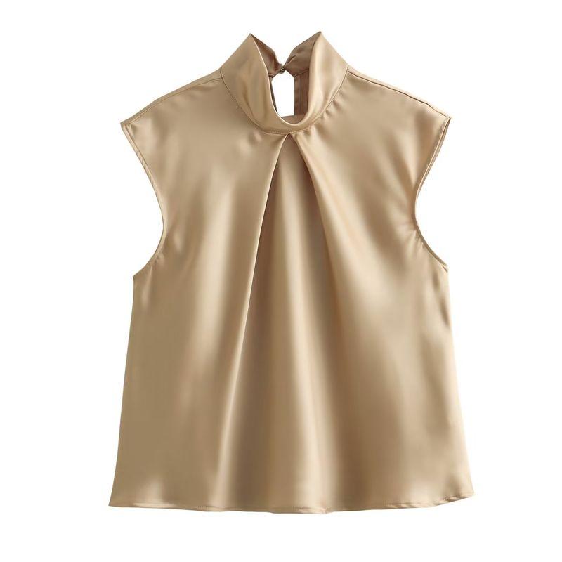 Kaslead New Arrival Women's Clothing Fashion Style Fashionable All-Match Silk Forged Texture Sleeveless Tops 3666175